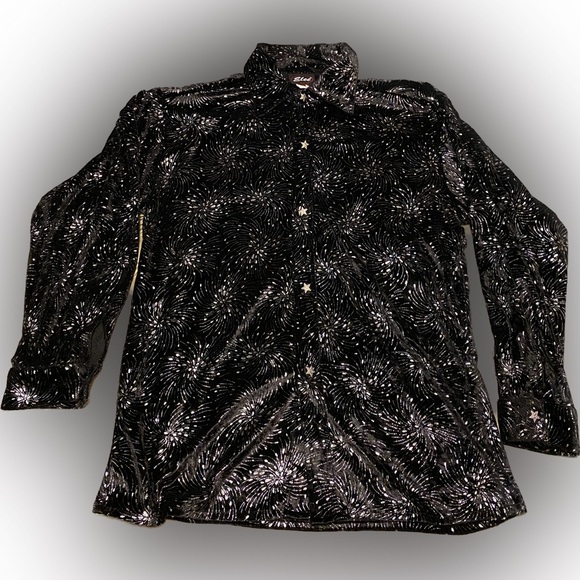 elee Other - Elee Rare Vintage Fireworks Celebration Black M/L Long Sleeve Star Button Shirt
